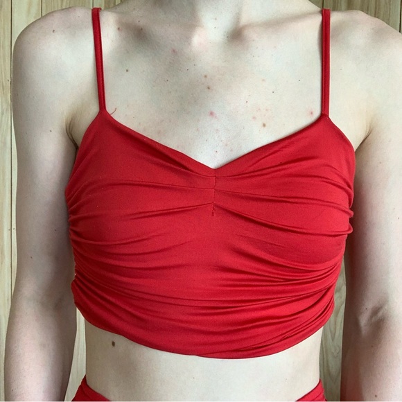 Red Rouched Top & Skirt Set - Picture 4 of 13